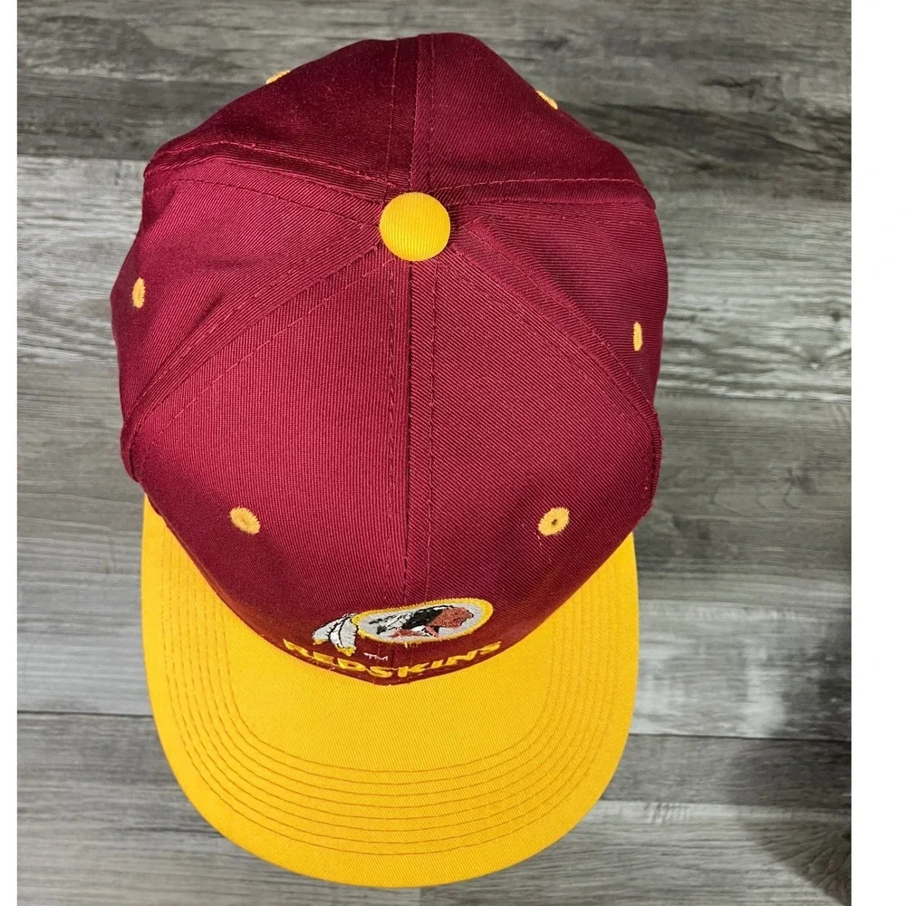 Vintage Washington Redskins Youngan Snapback Hat NFL Burgundy Gold Flat Brim VTG
